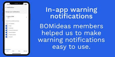 BOMideas members have tested new designs for weather maps, home page and location favourites for the new bom.gov.au website 