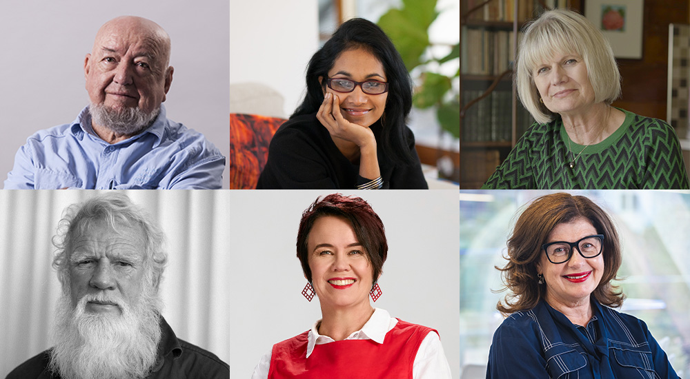 A composite of headshots