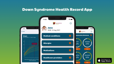 Scenes from the Down Syndrome Health Record App