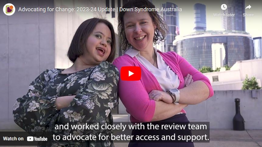 This is a still from Down Syndrome Australia's advocacy video