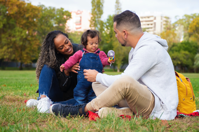 A young family at a park