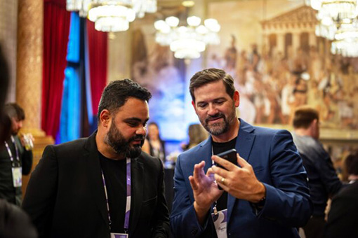 Conference delegates using the EventsAir app