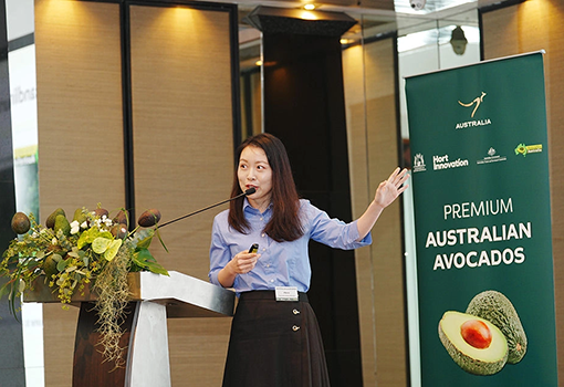 Flora Zhang welcoming Australian avocados to Thailand in 2023