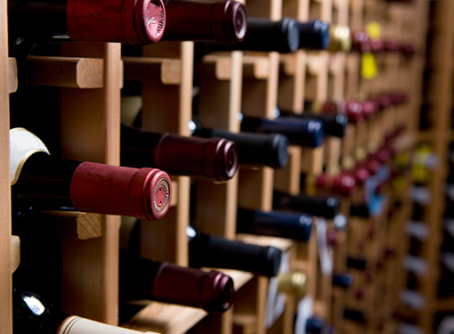Bottles of wine in cellar