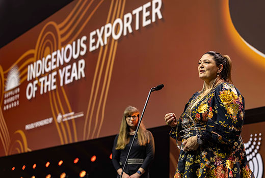 Elephant in the Room Founder Jenni Walke accepting the Supply Nation's 2024 Indigenous Exporter of the Year award