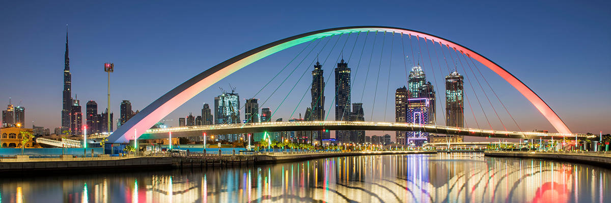 Dubai Water Canal FootBridge at night
