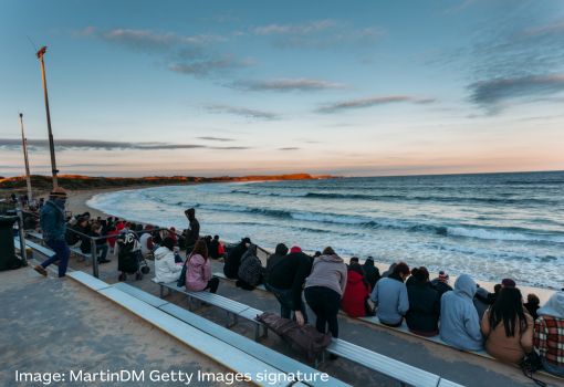 People waiting on beach at Phillip Island for penguin parade