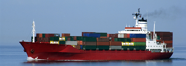 Cargo ship at sea