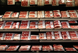 Meat in the chilled section of supermarket
