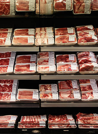 Meat department at supermarket