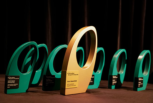 2023 Australian Export Awards trophies