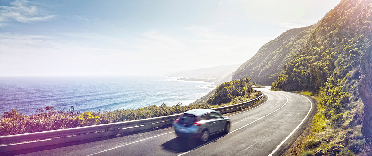 Car driving along Great Ocean Road
