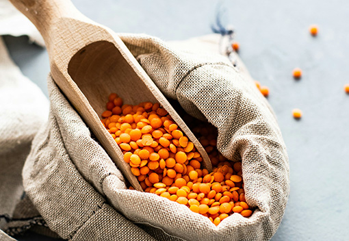 Sack of red lentils