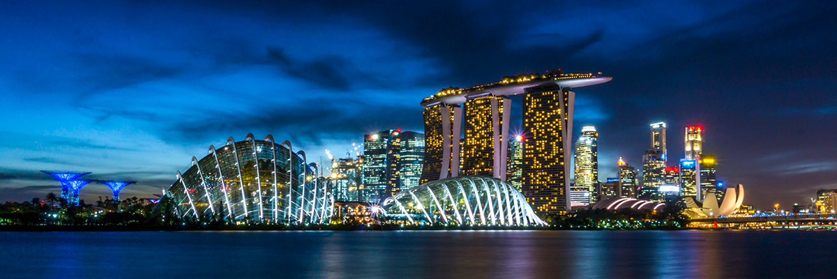 Singapore skyline at night
