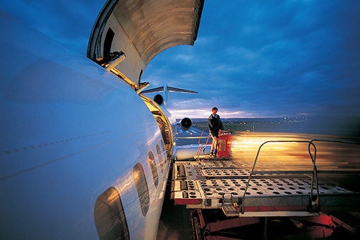 Cargo being loaded onto plane