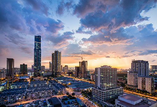 Hanoi skyline at night, Vietnam