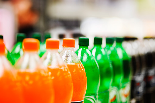 Soda bottles in various flavours