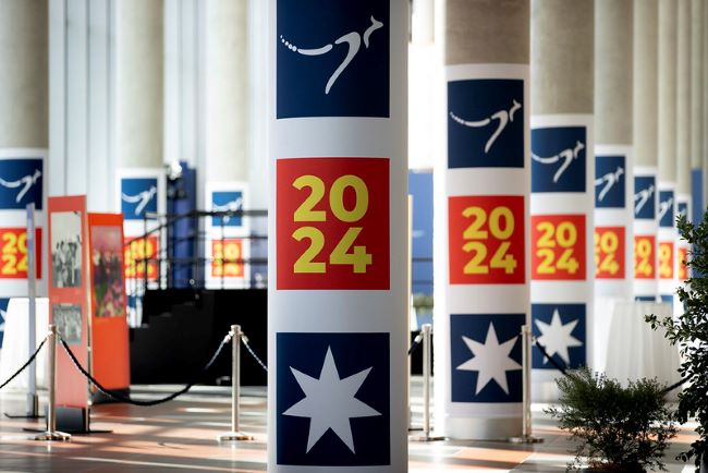ASEAN-Australia 2024 summit logo on columns 