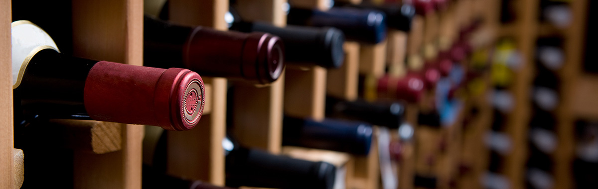 Bottled wine in cellar