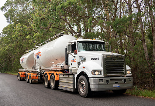 Truck on country road