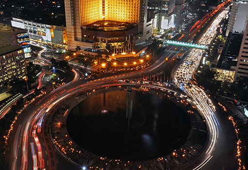 Jakarta skyline at night, Indonesia